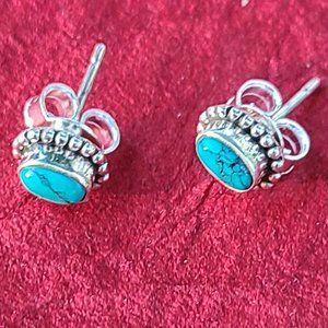 Turquoise Earring in Sterling Silver-Remarkable Earrings-Boho jewelry